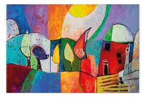 Quadro moderno Città primaverile - astrazione dai colori vivaci