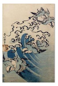 Quadro famoso Hokusai Katsushika - Onde e uccelli