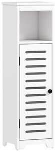 HOMCOM Mobile Bagno Slim con Porta a Lamelle, Mobiletto Bagno con Ripiani Regolabili, Vano Aperto, 22x20x75 cm, Bianco | Aosom Italy