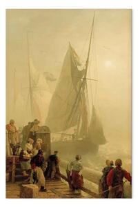 Riproduzione Andreas Achenbach - Navi in arrivo