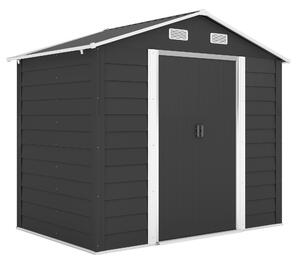 Outsunny Casetta da Giardino con Porte Scorrevoli e 4 Prese d'Aria, Capanno porta Attrezzi in Acciaio, 196x236x208 cm, Grigio Scuro | Aosom Italy