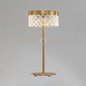 Lampada da tavolo regina, acrilico trasparente, oro santino, led 6 