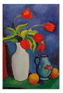 Riproduzione quadro August Macke - Tulipani rossi in vaso bianco