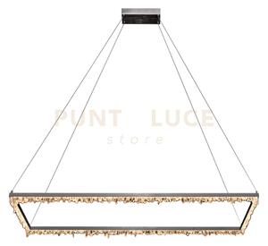 Lampada a sospensione rettangolare quartz halo, nichel satinato, le