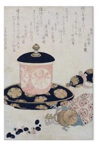 Riproduzione quadro Hokusai Katsushika - Una tazza di tè e chiavi