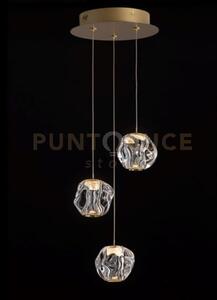 Lampada a sospensione ciottolo 3 luci , acrilico trasparente, monta