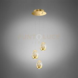 Lampada a sospensione golden egg 3 luci, oro, led 14,4w, 800lm 3000