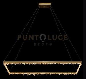 Lampada a sospensione rettangolare quartz halo, oro satinato, led 4
