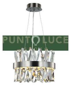 Lampada a sospensione rotonda akasha, nichel satinato, led 40w 3600