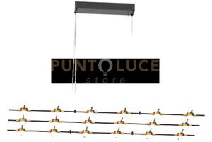 Lampada a sospensione molecular 18 lt, nera con oro, led 3000k 43,2