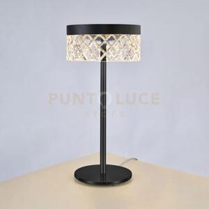Lampada da tavolo regina, acrilico trasparente, nero opaco, led 6 w