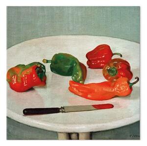 Riproduzione Félix Vallotton - Red Peppers on round, white Table