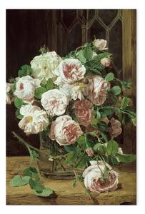 Riproduzione Ferdinand Georg Waldmüller - Bouqet di rose alla finestra