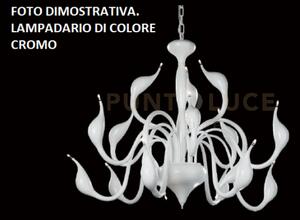 Metaswan cromo, lampadario, 18 luci attacco g4. diametro 86cm, alte
