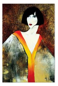 Quadro moderno Dama di porcellana - Ritratto di donna su sfondo scuro