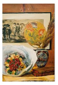 Riproduzione Pierre-Auguste Renoir - Natura morta con bouquet e ventaglio