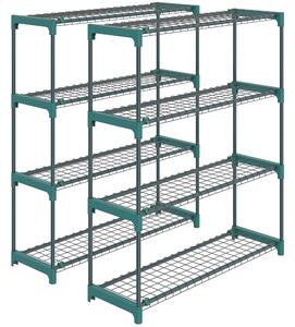 Outsunny Set di 2 Scaffali per Piante a 4 Livelli in Acciaio con Ganci, 90x28x104 cm, Verde | Aosom Italy