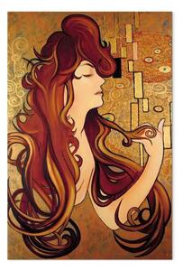 Quadro contemporaneo Capelli lunghi - ritratto femminile in stile liberty