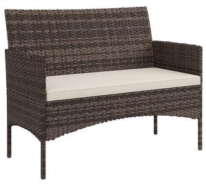 Outsunny Divano da Giardino 2 Posti con Cuscini e Tappetini Antiscivolo, in Rattan e Acciaio, 115x63x85 cm, Beige | Aosom Italy