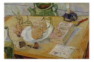 Riproduzione quadro Vincent Van Gogh - Natura morta con tavolo da disegno, pipa, cipolle e ceralacca