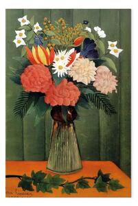 Riproduzione Henri Rousseau - Bouquet di fiori con ramo di edera