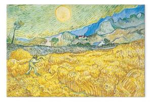 Riproduzione quadro Vincent Van Gogh - Campo di grano dietro l'ospedale Saint-Paul con un mietitore