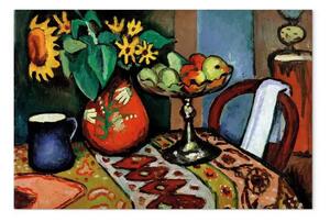 Riproduzione August Macke - Natura morta con girasoli I