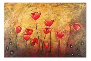 Quadro su tela Tulipani - motivo floreale astratto con sfondo decorato