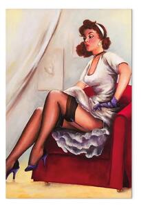 Quadro su tela Pin up girl II - ritratto femminile in stile vintage