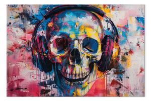 Quadro contemporaneo Teschio street-art - ritratto musicale oscuro in interpretazione pittorica