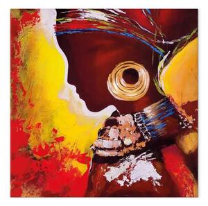 Quadro su tela Principessa africana - ritratto femminile su sfondo nei toni del rosso