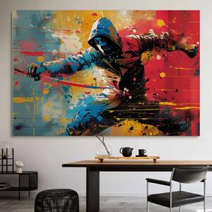 Guerriero in stile street-art - figura colorata con spada