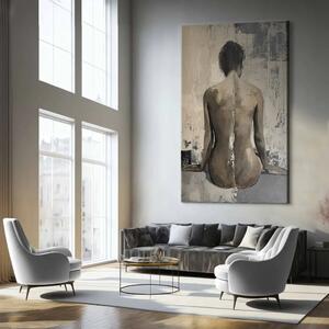 Echi del passato - composizione cruda con figura nuda su sfondo di texture