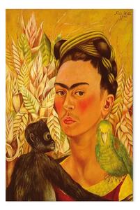 Riproduzione quadro Frida Kahlo - Autoritratto con scimmia e pappagallo