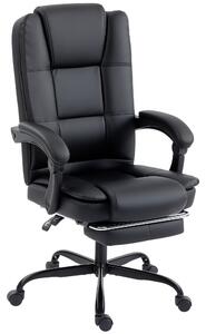 HOMCOM Sedia Ufficio Ergonomica Reclinabile Girevole in Pelle PU con Poggiapiedi, Altezza Regolabile, Nero | Aosom Italy