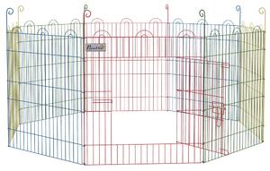 Cancello per Cani Ø156x60 cm a 8 Pannelli con Chiusura a Scatto per Cani Taglia Media in Acciaio Multicolore