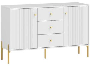 HOMCOM Credenza Moderna, Mobile Bar da Caffè con 3 Cassetti Silenziosi, 2 Ripiani Regolabili, 5 Gambe in Acciaio, Bianco | Aosom Italy