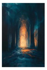 Quadro contemporaneo Cattedrale abbandonata - edificio onirico con colonne e navata del tempio