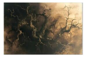 Quadro moderno Albero onirico - forme organiche nebbiose che creano un'astrazione oscura