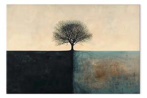 Quadro Dualismo - paesaggio con albero in stile minimalista