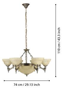 EGLO 85858 - Lampadario a sospensione con catena MARBELLA 9xE14/60W vetro in alabastro