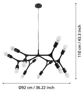 Eglo 98347 - Lampadario a sospensione con filo BOCADELLA 12xE27/60W/230V