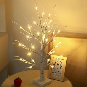 Albero luminoso led bianco con tronco e base 45 cm Bianco caldo 3000K a batteria Wisdom