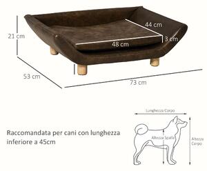 PawHut Cuccia per Gatti e Cani a Divanetto Imbottito con Cuscino, per Animali Fino 10kg, 73x53x21cm Marrone Scuro