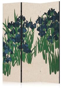Paravento Kōrin Ogata - Blue irises on a light background