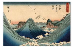 Quadro su tela Utagawa Hiroshige - Mare agitato a Shichirigahama nella provincia di Sagami nella serie: Trentasei vedute del Monte Fuji