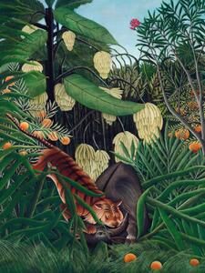Riproduzione The Tiger The Buffalo - Henri Rousseau, (30 x 40 cm)