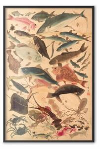 Poster: Utagawa Yoshikazu - Ottantotto pesci