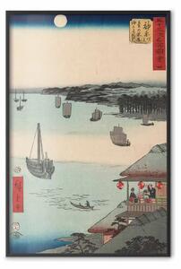Poster: Utagawa Hiroshige - Vista sul mare dalla casa da tè sul lungomare, dalla serie Cinquantatré stazioni famose