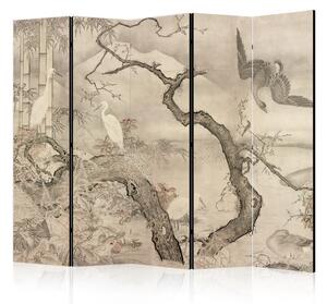 Paravento design Sesshū Tōyō - Flowers and birds of the four seasons: autumn and winter